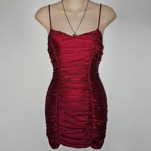 Y2k Red Ruched Mini Dress Party